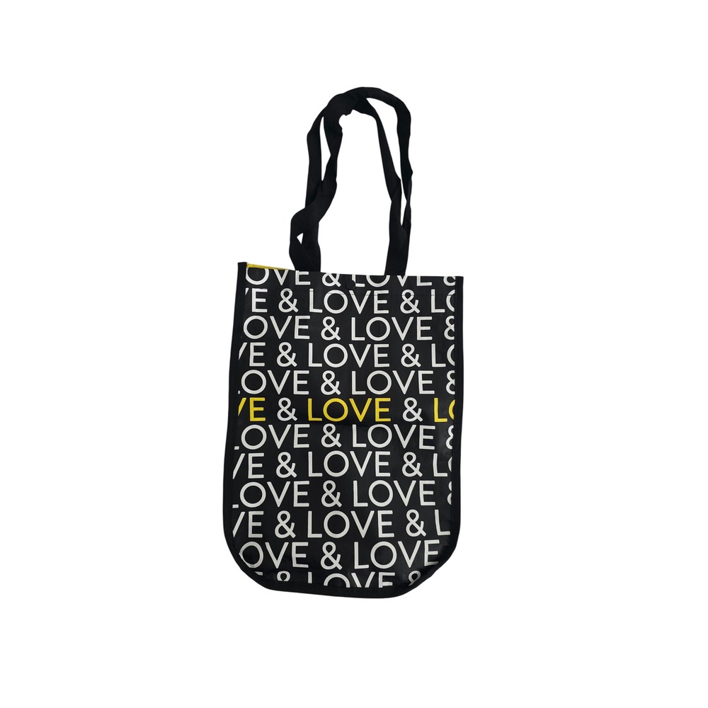 Kendra Scott Love & Reusable Tote Bag Black Yellow Recycled Plastic Shopper